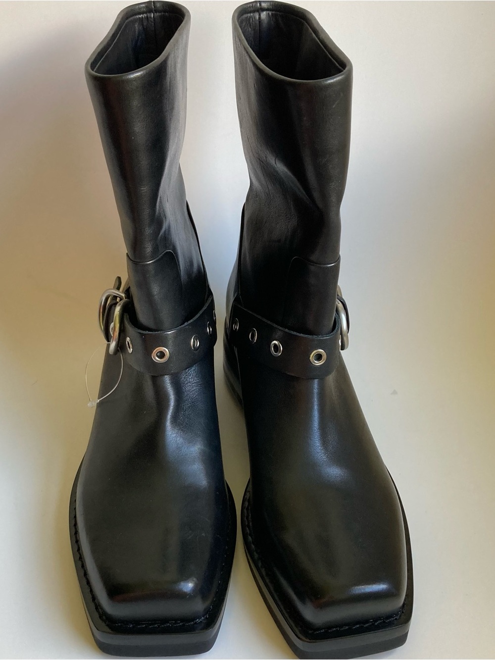 Rag & Bone Jax Black Leather Square Toe Chunky Moto Buckle Boots, NWOB Sz 39.5/9 - Picture 8 of 16